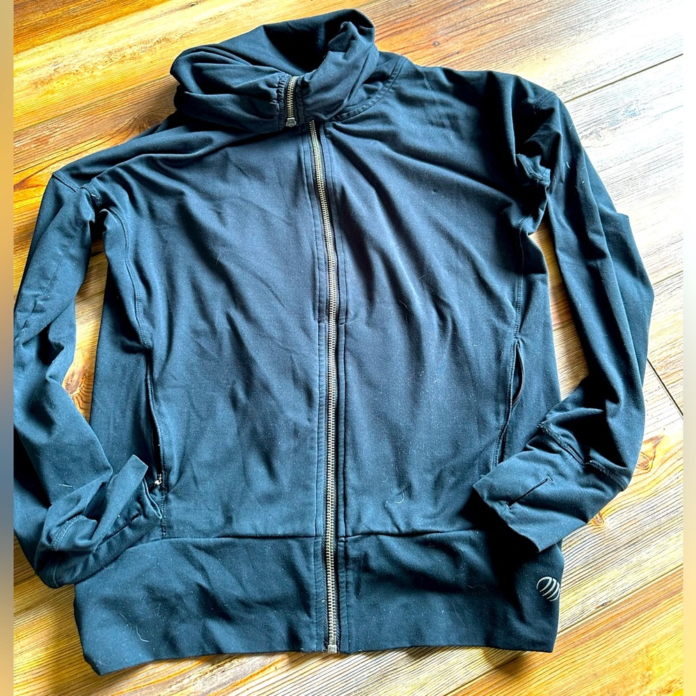 MPG zip-up cowl neck sweatshirt